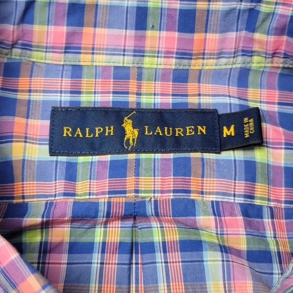 Ralph Lauren Pink & Blue Multicolor Plaid Button Down Shirt M - Picture 4 of 6